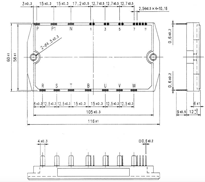 Kích thước 7MBR25NE120