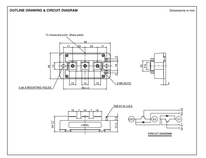 Kích thước CM150DY-24NF IGBT THÁO MÁY