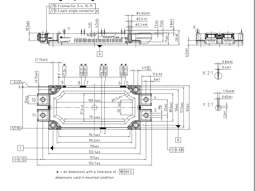 Kích thước FF150R17ME3G IGBT