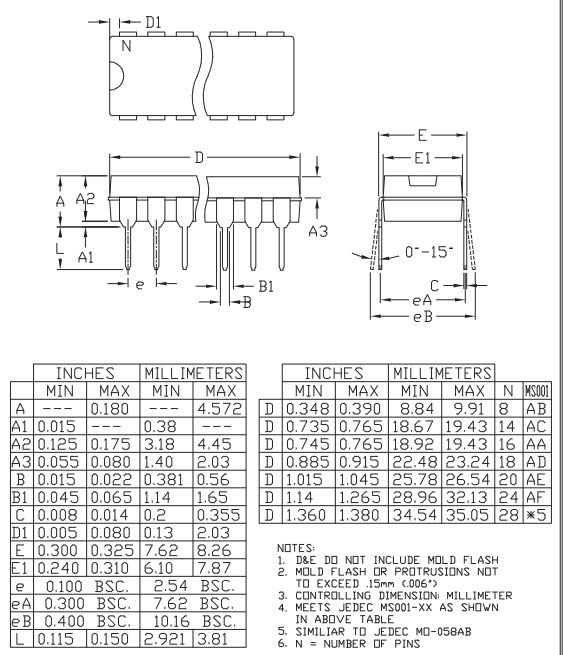 Kích thước MAX487EPA
