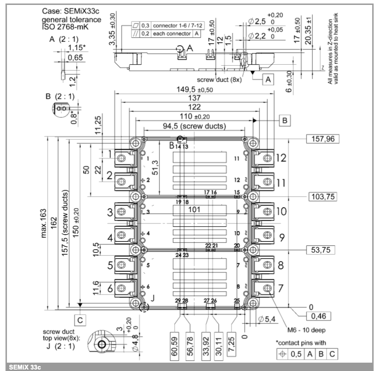 Kích thước SEMiX303GD12E4c