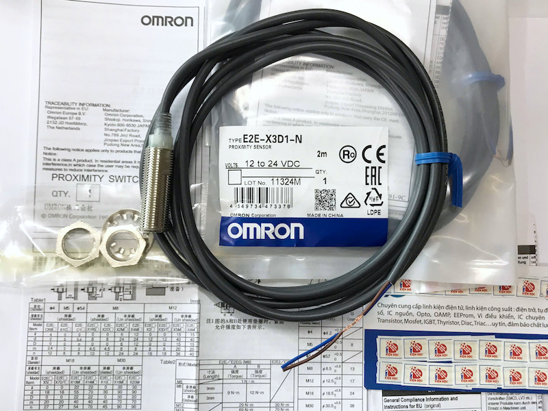 Cảm biến tiệm cận OMRON E2E-X3D1-N 12-24VDC 3mm NO dây 2m