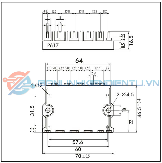 Kích thước 6MBP15RHA-060