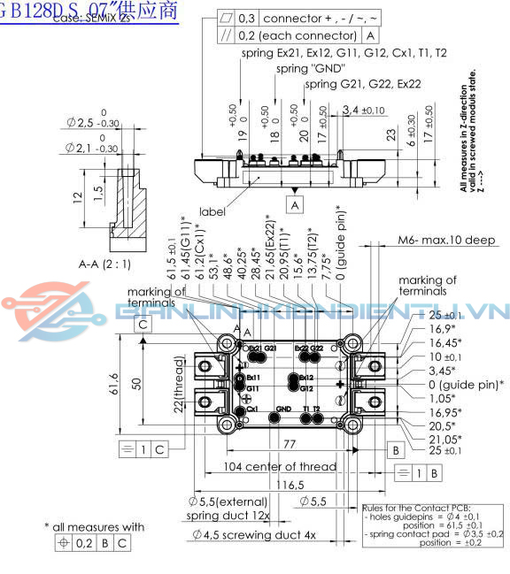 Kích thước SEMIX202GB128D
