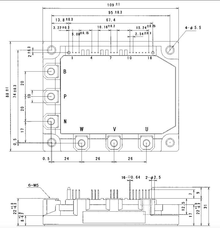 Kích thước 6MBP50RA120