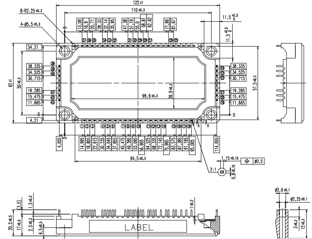 Kích thước 7MBR150VR060-50