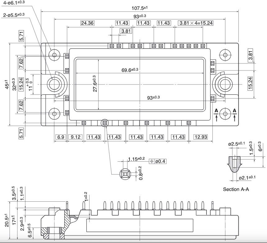 Kích thước 7MBR15SA120H-70
