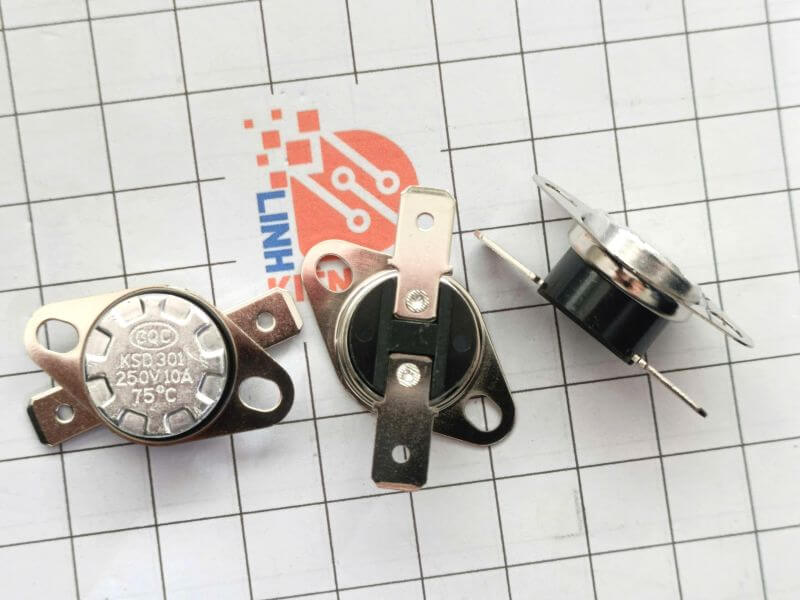 Relay nhiệt KSD301 75 độ 10A 250V thường đóng