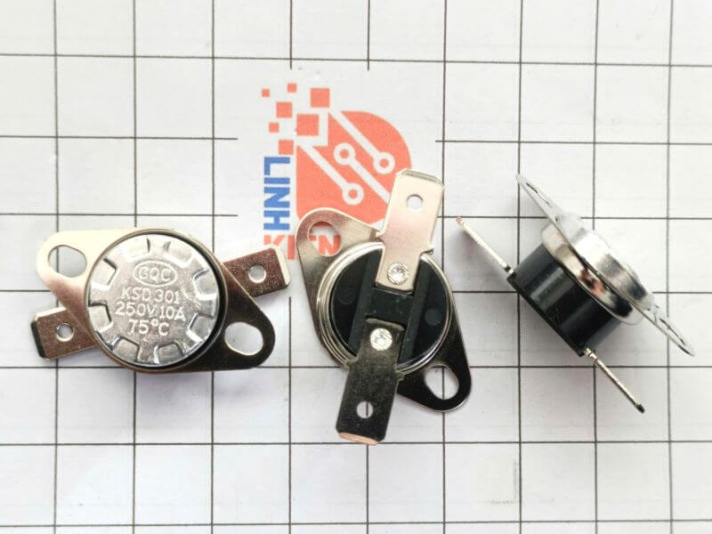 Relay nhiệt KSD301 75 độ 10A 250V thường đóng Relay nhiệt KSD301 75 độ 10A 250V thường đóng