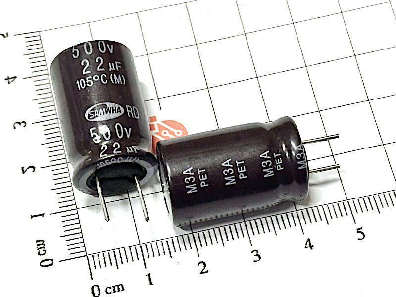 Tụ hoá 500V 22uf Samwha 25x16mm