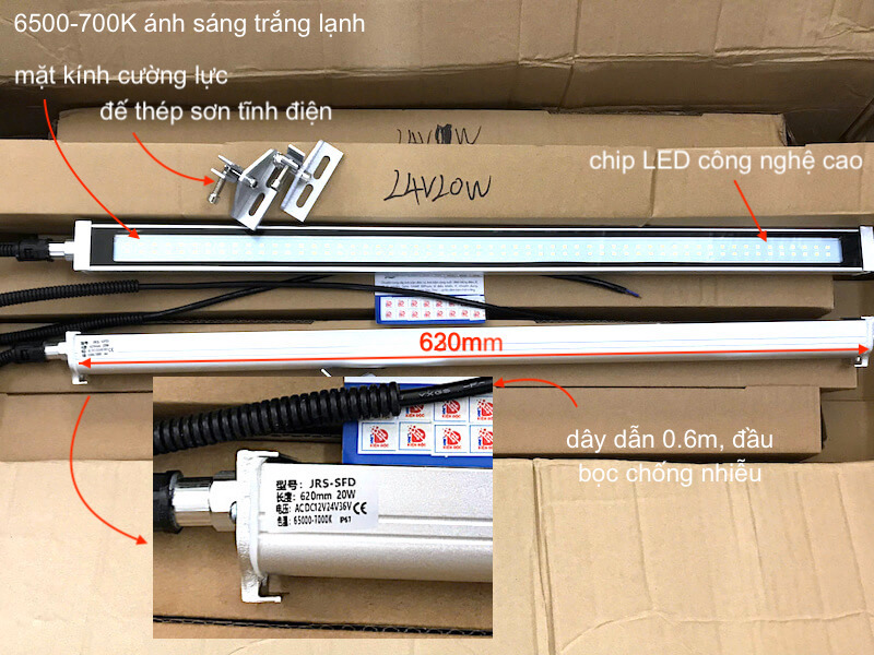 Đèn LED máy phay CNC JRS-SFD 12V/24V/36V 20W dài 620mm