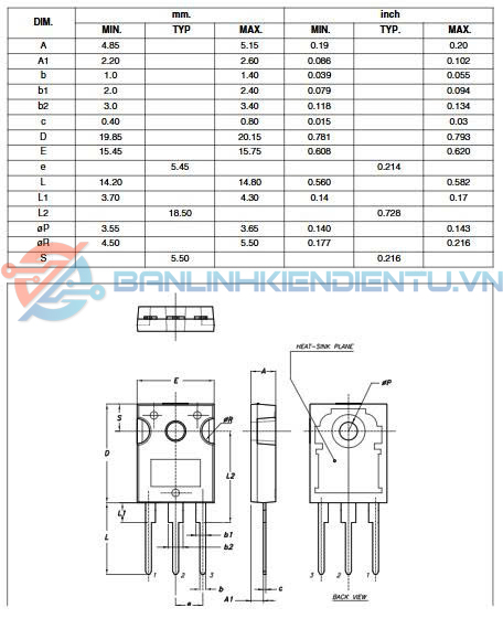 Kích thước GW30NC60W