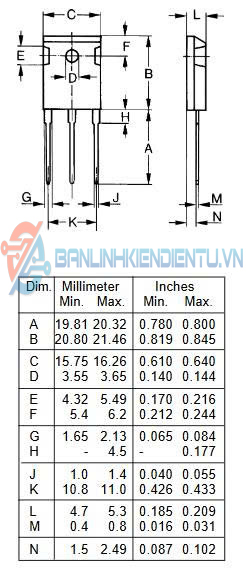 Kích thước IXFH30N50