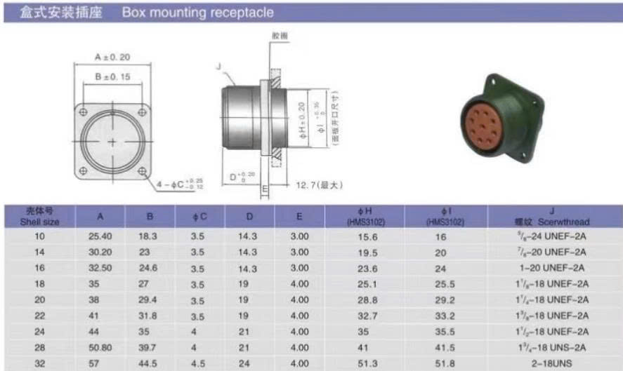 Kích thước MS3108B 20-18S