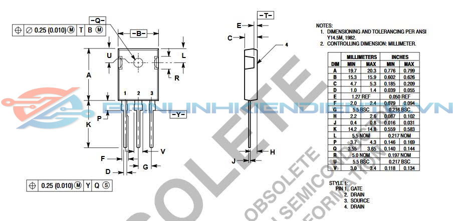 Kích thước MTW14N50E