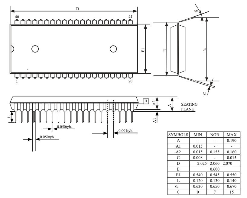 Kích thước 89C52RC