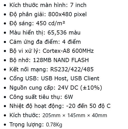 Thông số kĩ thuật