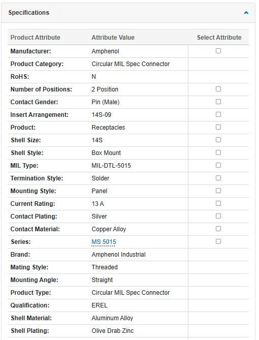 Thông số kĩ thuật MS3102A14S-9P