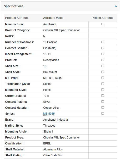 Thông số kĩ thuật MS3102A18-19P