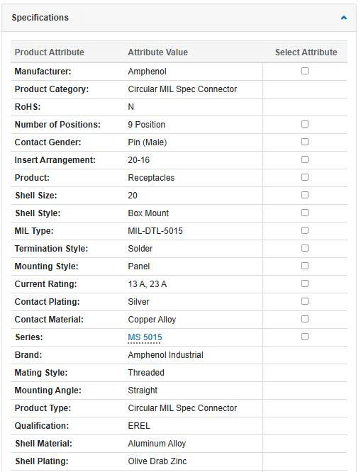 Thông số kĩ thuật MS3102A20-16P