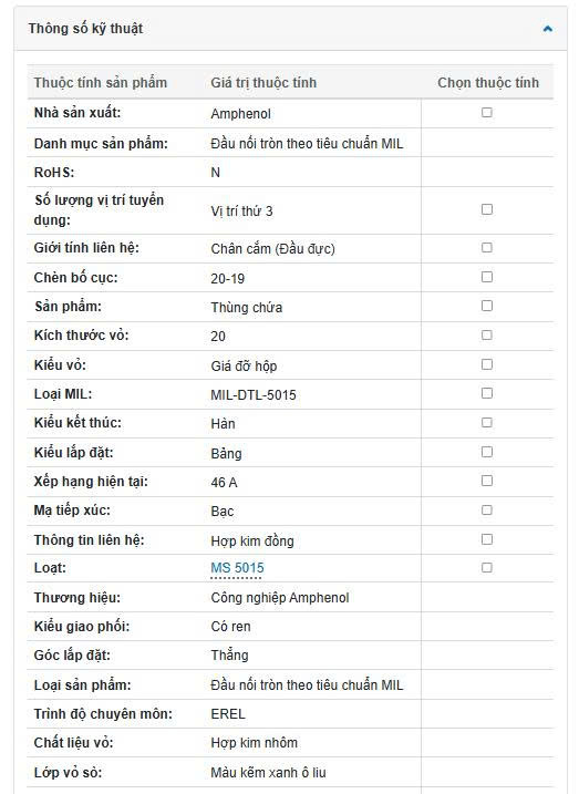 Thông số kĩ thuật MS3102A20-19P