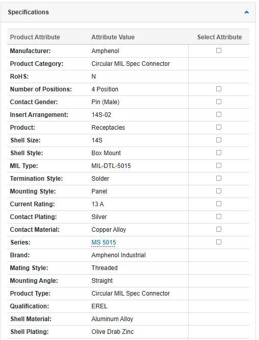 Thông số kĩ thuật MS3102A14S-2P