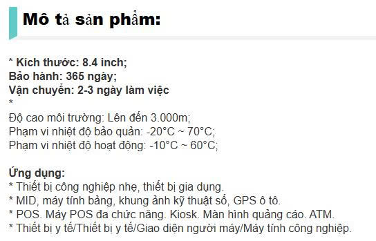 thông số Tấm cảm ứng AMT9507 AMT 9507 AMT-9507 kích thước 8.4 inch