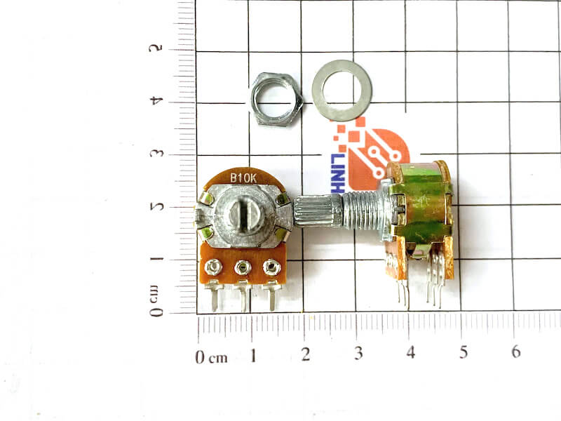 Biến trở đôi B10K WH148 10K 6 chân cán dài 15mm núm tròn