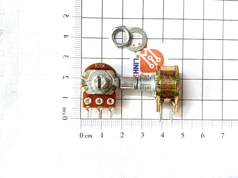 Biến trở đôi B20K WH148 6 chân cán dài 15mm núm tròn