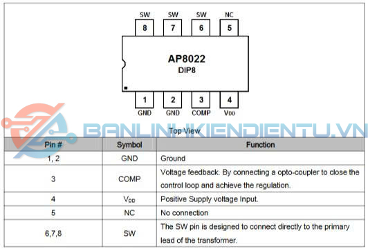 Sơ đồ chân AP8022M