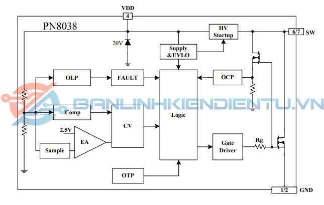 Sơ đồ khối chức năng PN8038