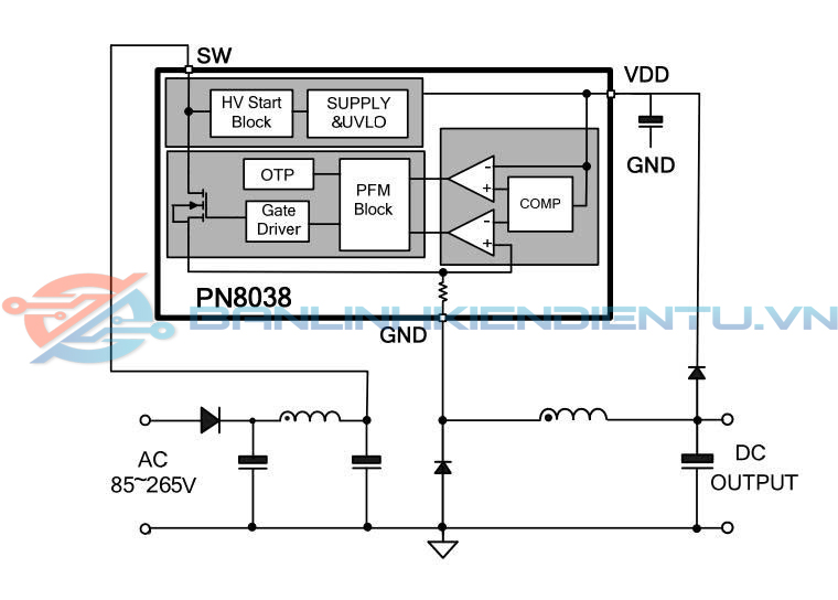 ứng dụng điển hình PN8038