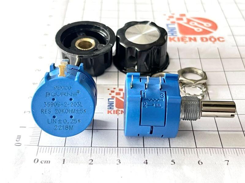 Biến trở chính xác 3590S-2-203L 20K 2W xoay nhiều vòng kèm núm vặn