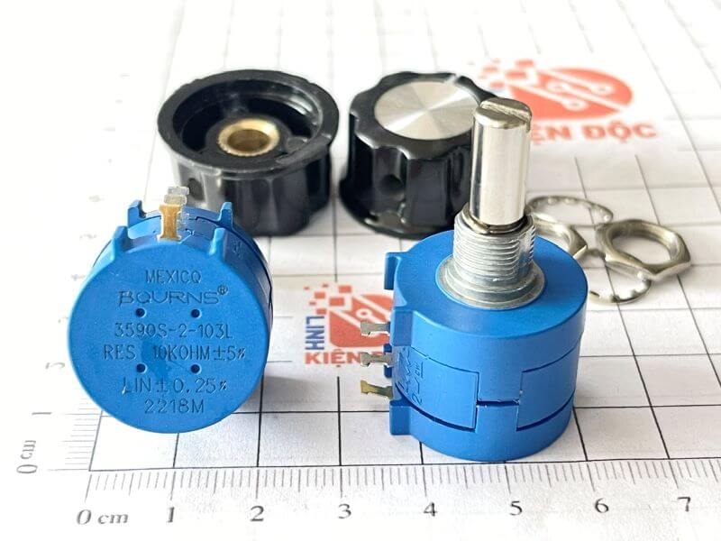 Biến trở chính xác 3590S-2-103L 10K 2W xoay nhiều vòng kèm núm vặn