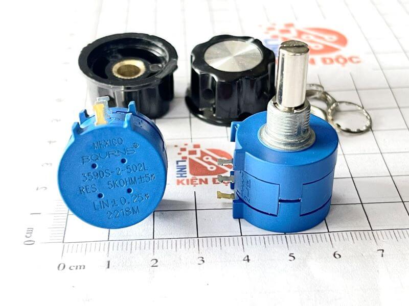 Biến trở chính xác 3590S-2-502L 5K 2W xoay nhiều vòng kèm núm vặn