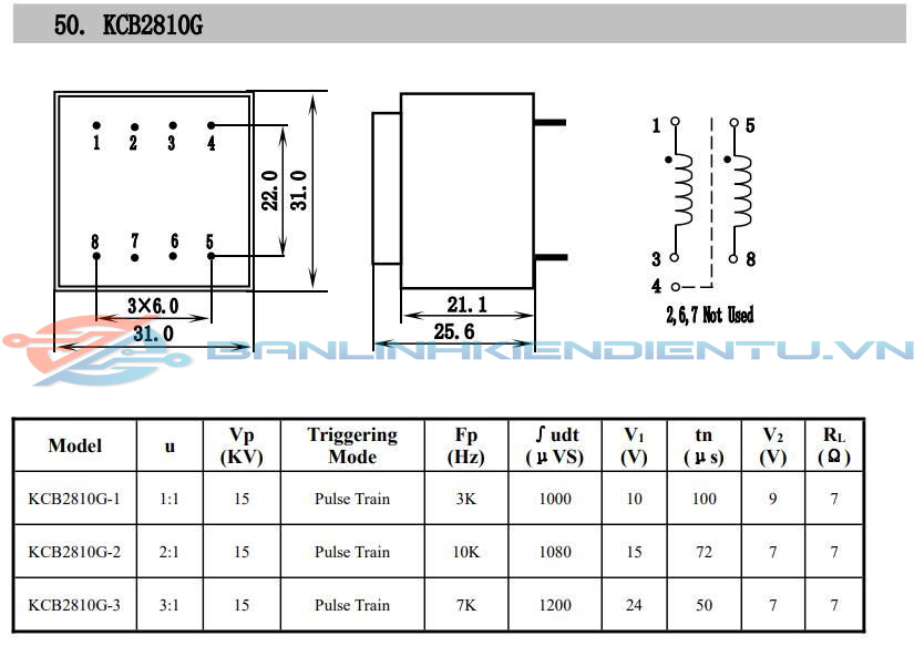 Kích thước KCB2810G-3