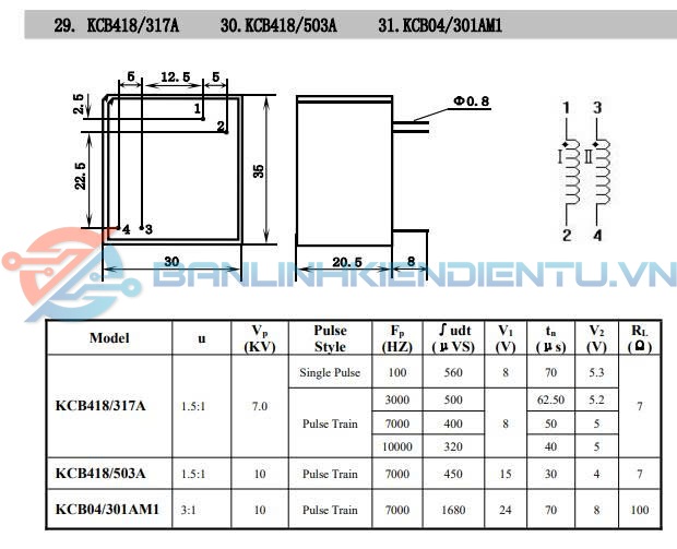 Kích thước KCB418 317A