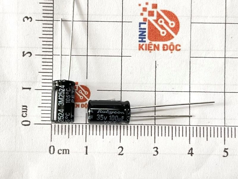 Tụ hóa 100UF 35V Rubycon kích thước 6x11mm