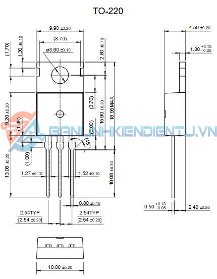 Kích thước FQP4N90C
