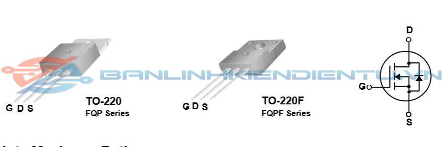 Sơ đồ chân và sơ đồ cấu tạo FQP4N90C