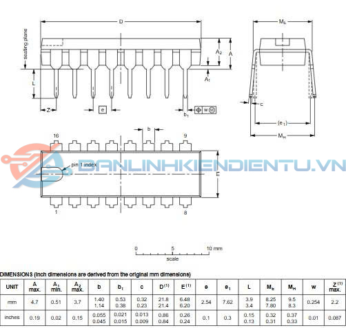 Kích thước 74HC4040AP