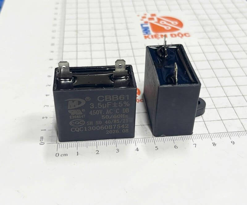 Tụ quạt CBB61 3.5UF 450VAC 2 chân Smiler - Ảnh 3