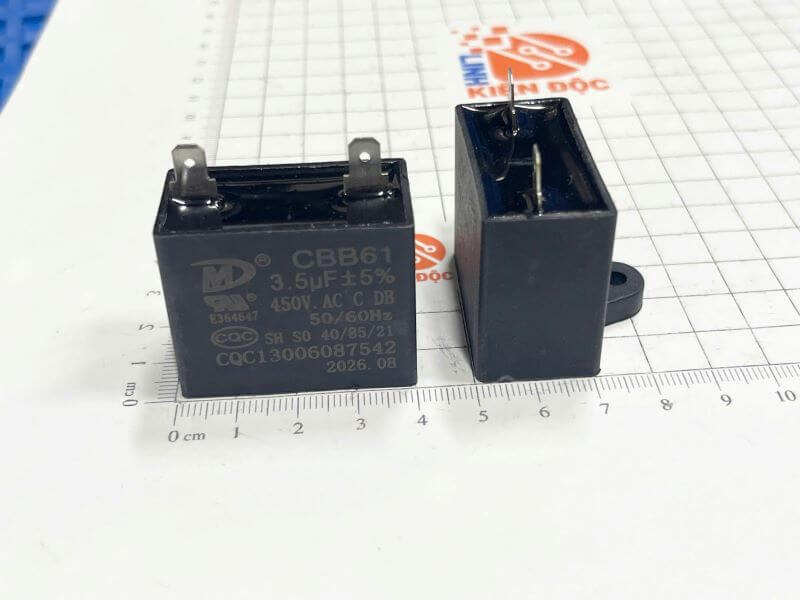 Tụ quạt CBB61 3.5UF 450VAC 2 chân Smiler