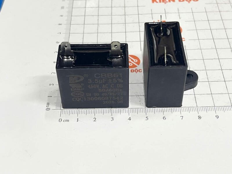 Tụ quạt CBB61 3.5UF 450VAC 2 chân Smiler - Ảnh 2