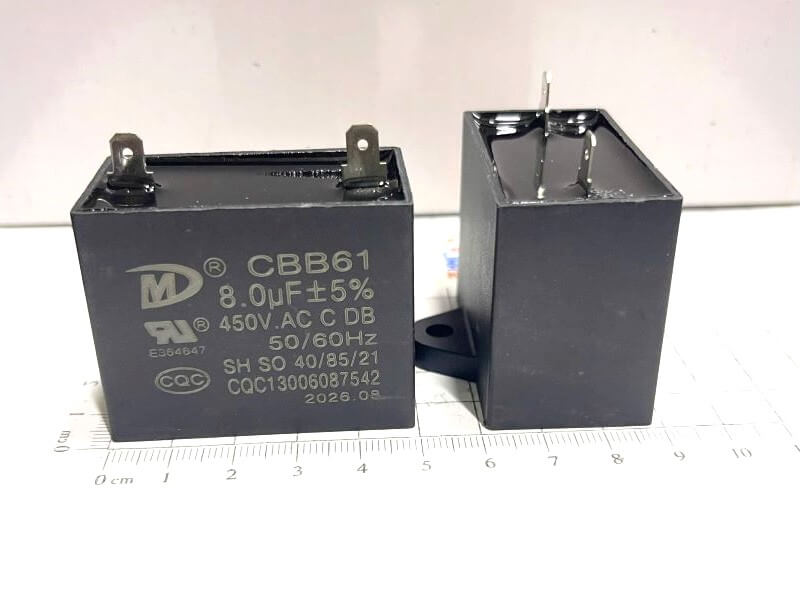 Tụ quạt CBB61 450V 8UF 2 chân nhập khẩu - Ảnh 4
